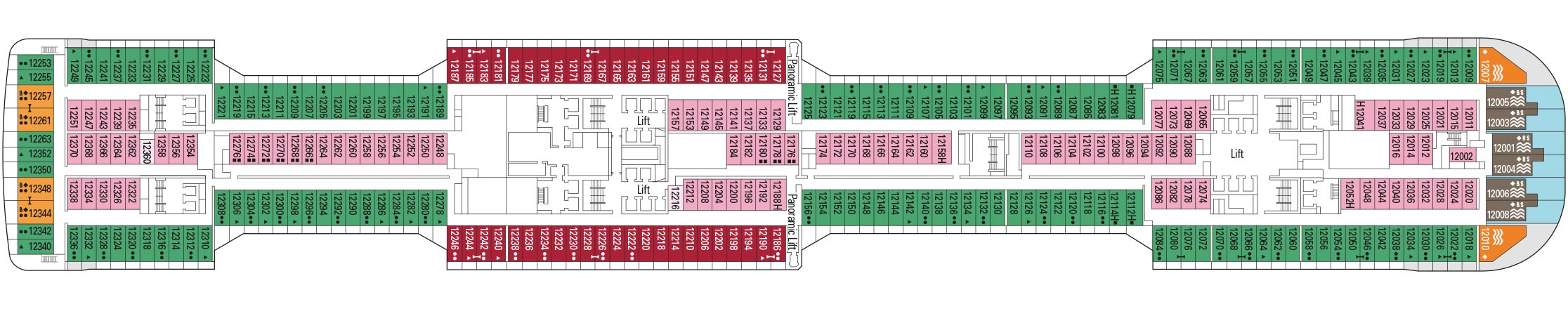 Планы палуб MSC Bellissima: Палуба 12