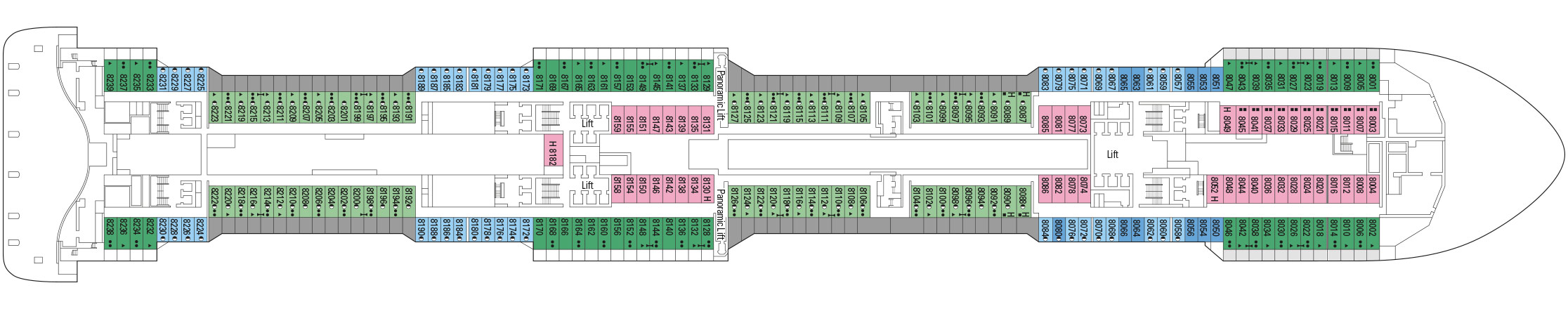 Планы палуб MSC Bellissima: Палуба 8