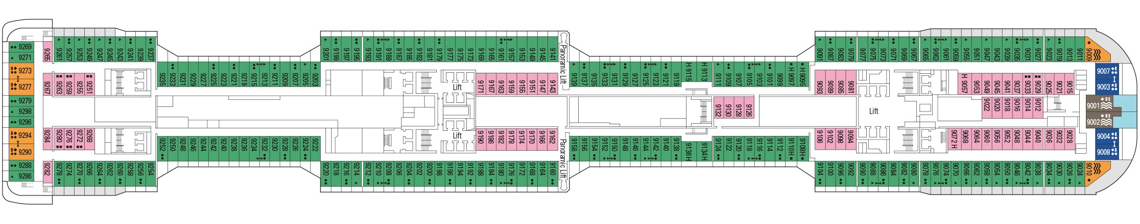 Планы палуб MSC Bellissima: Палуба 9