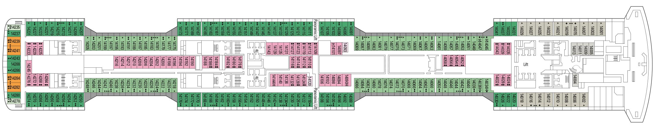 Планы палуб MSC Grandiosa: Палуба 14