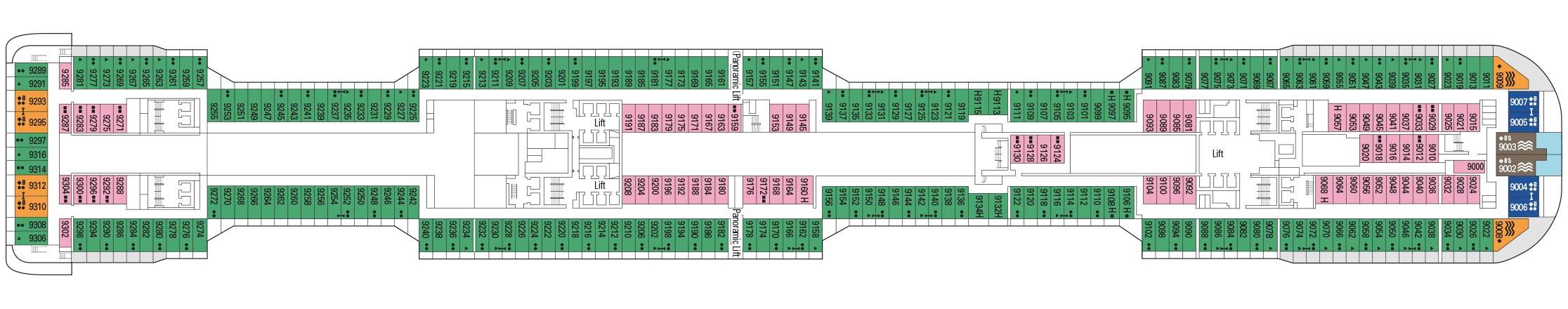 Планы палуб MSC Grandiosa: Палуба 9