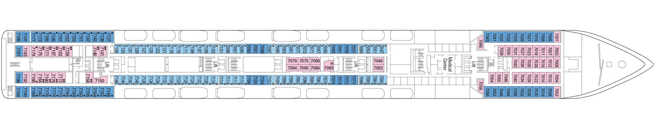 Планы палуб MSC Lirica: Палуба 7 - Scarlatti